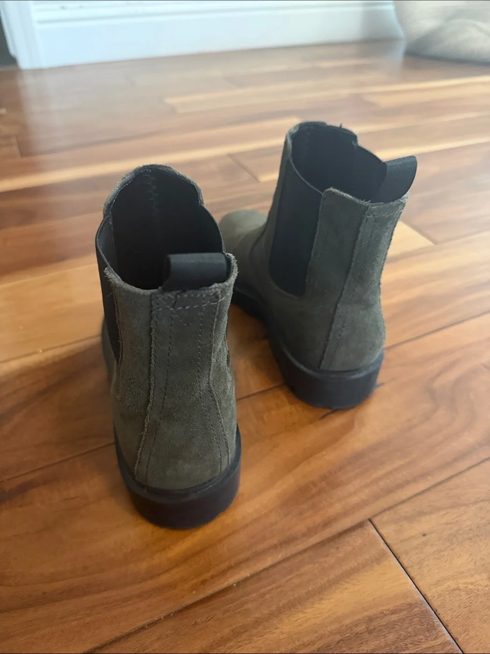 Nine West Olive Green Suede Chelsea Winter Boots